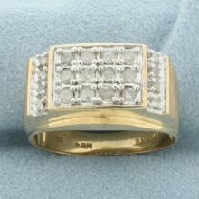 Mens Pave Diamond Ring In 10k Yellow Gold