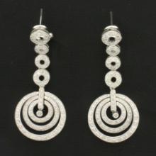 Pave Diamond Circle Dangle Earrings In 14k White Gold