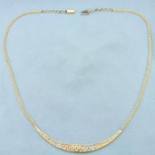 Italian 18 Inch Tri Color Gold Necklace In 14k Yellow, Rose, And White Gold