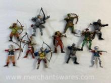 Nine Archery Action Figures by Plastoy, Papo, Simba and more, approx 3.75 and 4 inch, 9 oz