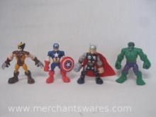 2010s Marvel Hasbro Action Figures Hulk, Thor, Wolverine and Captain America, 10oz