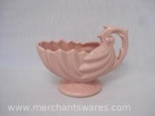 Vintage McCoy Art Pottery, Matte Pink Glaze Pedestal Shell Planter Pot, See condition in Photos AS