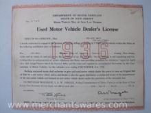 Used Motor Vehicle Dealer's License 1936 State of New Jersey The Auto Mart Passaic New Jersey