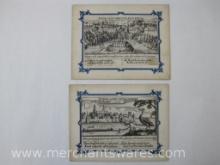 Two Antique Etched Block Prints of Meisner including Netherlands Montfort 1678 and Mutum Valet