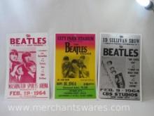 Three 2001 Reprint Cardboard Beatles Posters 22" x 14", 8oz