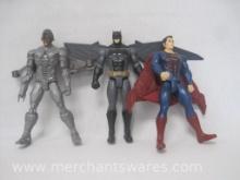 Three Mattel DC Justice League Action Figures with Light Up and Talking including Batman, Superman,