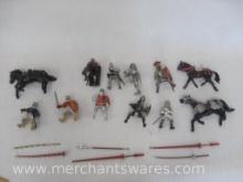 Assortment of Knights on Horseback Miniature Action Figures, Schleich, Plastoy, Simba and others, 1