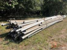 BUNDLE OF VARIOUS LENGTH 4" METAL IRRIGATION PIPE WITH COUPLERS AND SPRINKLER HEADS