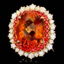 14k Gold 12.00ct Citrine 1.30ct Diamond Ring