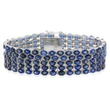 18K Gold 48.44ct Sapphire 4.02ct Diamond Bracelet