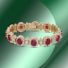 14K Gold 17.44cts Ruby & 11.96cts Diamond Bracelet