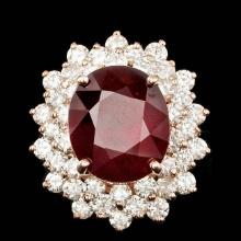 14k Rose Gold 13.00ct Ruby 3.20ct Diamond Ring