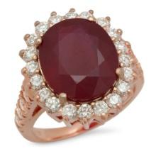 14K Gold 9.99ct Ruby 1.40ct Diamond Ring