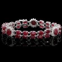 14k White Gold 43ct Ruby 1.65ct Diamond Bracelet