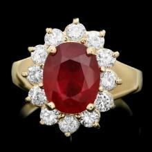 14k Yellow Gold 3.50ct Ruby 1.00ct Diamond Ring