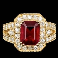 14k Yellow Gold 5.00ct Ruby 1.50ct Diamond Ring