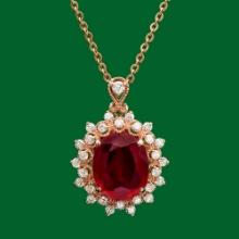 14k Gold 6.48ct Ruby 0.87ct Diamond Pendant