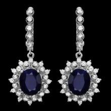 14k Gold 10.00ct Sapphire 1.90ct Diamond Earrings