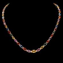 14k Gold 31ct Sapphire 1.4ct Diamond Necklace