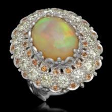 14K Gold 7.12ct Opal 0.48ct Sapphire 2.20ct Diamond Ring