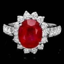 14k White Gold 4.00ct Ruby 1.00ct Diamond Ring