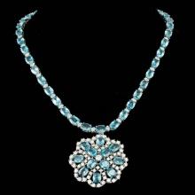 14k Gold 90.00ct Zircon 7.75ct Diamond Necklace