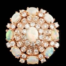 14k Rose Gold 3.00ct Opal 2.15ct Diamond Ring