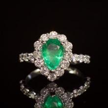 14K Gold 1.67ct Emerald 1.50ct Diamond Ring