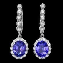 14k Gold 5ct Tanzanite 1.35ct Diamond Earrings