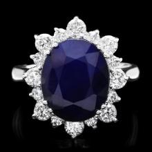 14k Gold 7.00ct Sapphire 1.00ct Diamond Ring