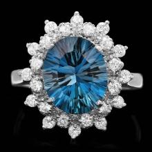 14k White Gold 3.80ct Topaz 0.65ct Diamond Ring