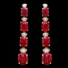 14k Gold 9.00ct Ruby 0.25ct Diamond Earrings