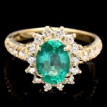 14k Gold 1.70ct Emerald 0.75ct Diamond Ring