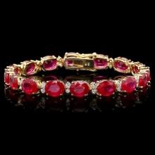 14k Gold 36.23ct Ruby 1.50ct Diamond Bracelet