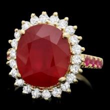 14k Yellow Gold 10.3ct Ruby 0.80ct Diamond Ring