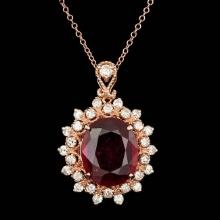 14k Rose Gold 6.50ct Ruby 0.90ct Diamond Pendant