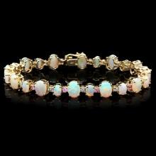 14k Gold 12.00ct Opal 0.85ct Diamond Bracelet