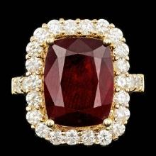 14k Yellow Gold 11.50ct Ruby 1.90ct Diamond Ring