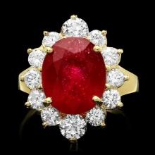 14k Yellow Gold 7.24ct Ruby 1.56ct Diamond Ring