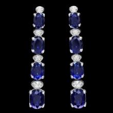 14k Gold 6.00ct Sapphire 0.30ct Diamond Earrings