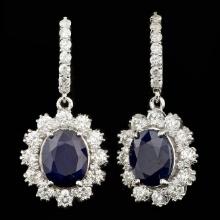 14k Gold 7.00ct Sapphire 2.80ct Diamond Earrings