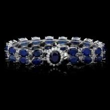 14k Gold 49.5ct Sapphire 0.65ct Diamond Bracelet