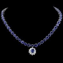 14k Gold 49.5ct Sapphire 1.70ct Diamond Necklace