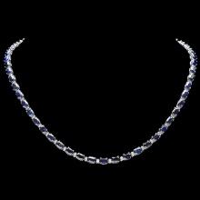 14k Gold 34ct Sapphire 0.90ct Diamond Necklace