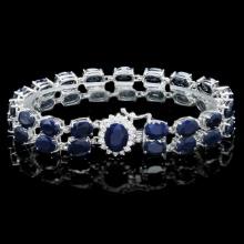 14k Gold 53.5ct Sapphire 0.55ct Diamond Bracelet