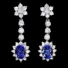 14k Gold 3ct Tanzanite 2.30ct Diamond Earrings