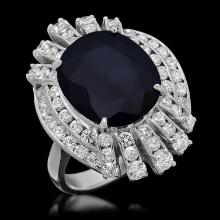 14K Gold 8.64ct Sapphire 1.95ct Diamond Ring