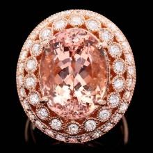 14k Rose 10.00ct Morganite 1.60ct Diamond Ring