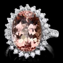 14k Gold 10.00ct Morganite 1.30ct Diamond Ring