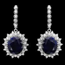 14k Gold 17ct Sapphire 1.80ct Diamond Earrings